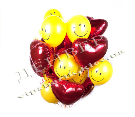 Букет сердца и смайлы