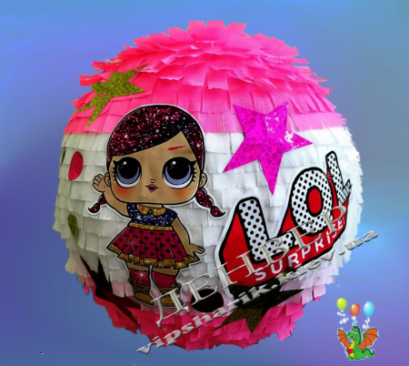 Пиньята ЛОЛ белорозовая+бита