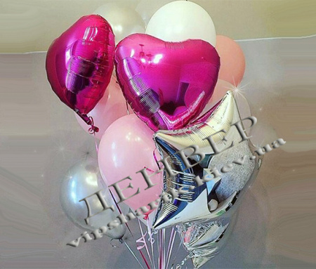 Букет розовых шаров Малиновые сердца