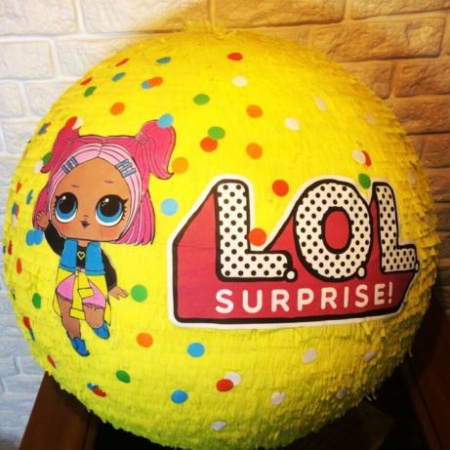 Пиньята ЛОЛ желтая+бита