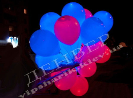 Светящиеся шары 12" розовые голубые с белым немигающим диодом