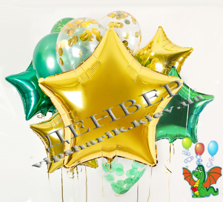 Букет гелиевых шаров "Золотой Бриз"