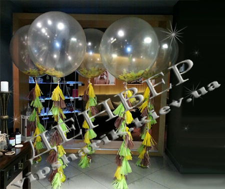 Лот 5 больших прозрачных шаров с конфетти и тассел