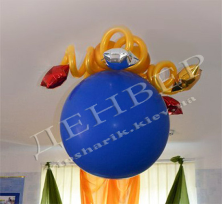 Шар-сюрприз "Коса" с наполнением на 100 шаров