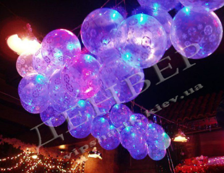 Прозрачные светящиеся шарики 14" с мигающим диодом