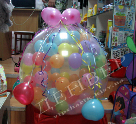 Шар-сюрприз с прозрачным внешним шаром на 150 шаров